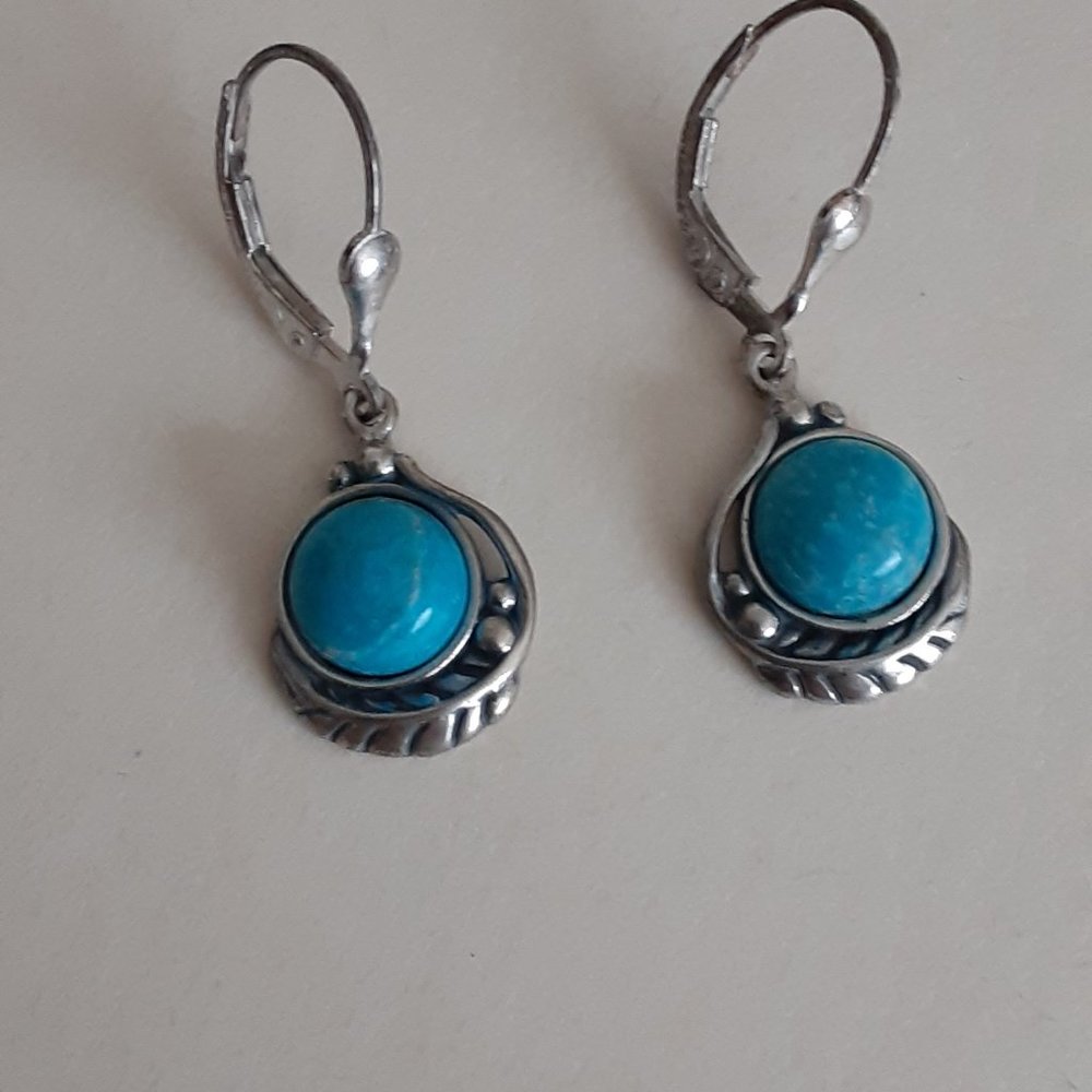 Sterling Gemstone Leaf Lever-Back Earrings - Picture 8 of 11